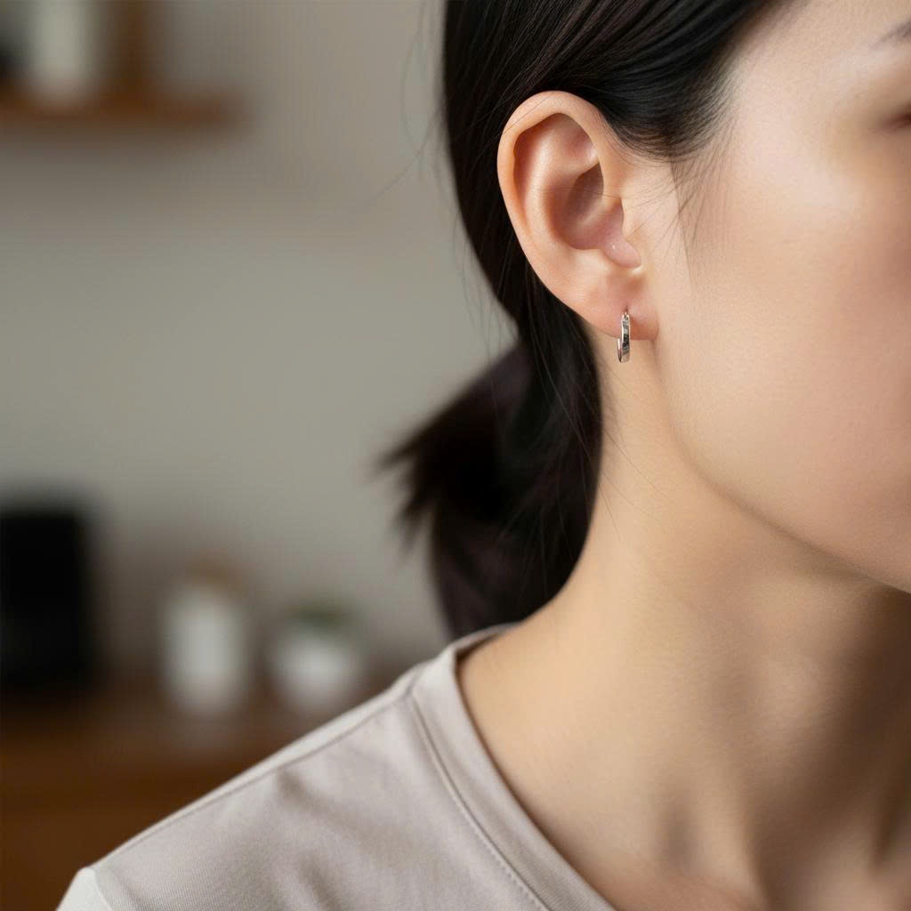 Khuyên tai bạc 950 trơn đơn giản dành cho unisex và trẻ em Luna Jewelry