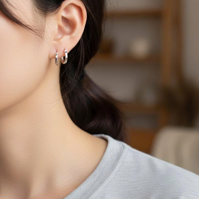 Khuyên tai bạc 950 trơn đơn giản dành cho unisex và trẻ em Luna Jewelry