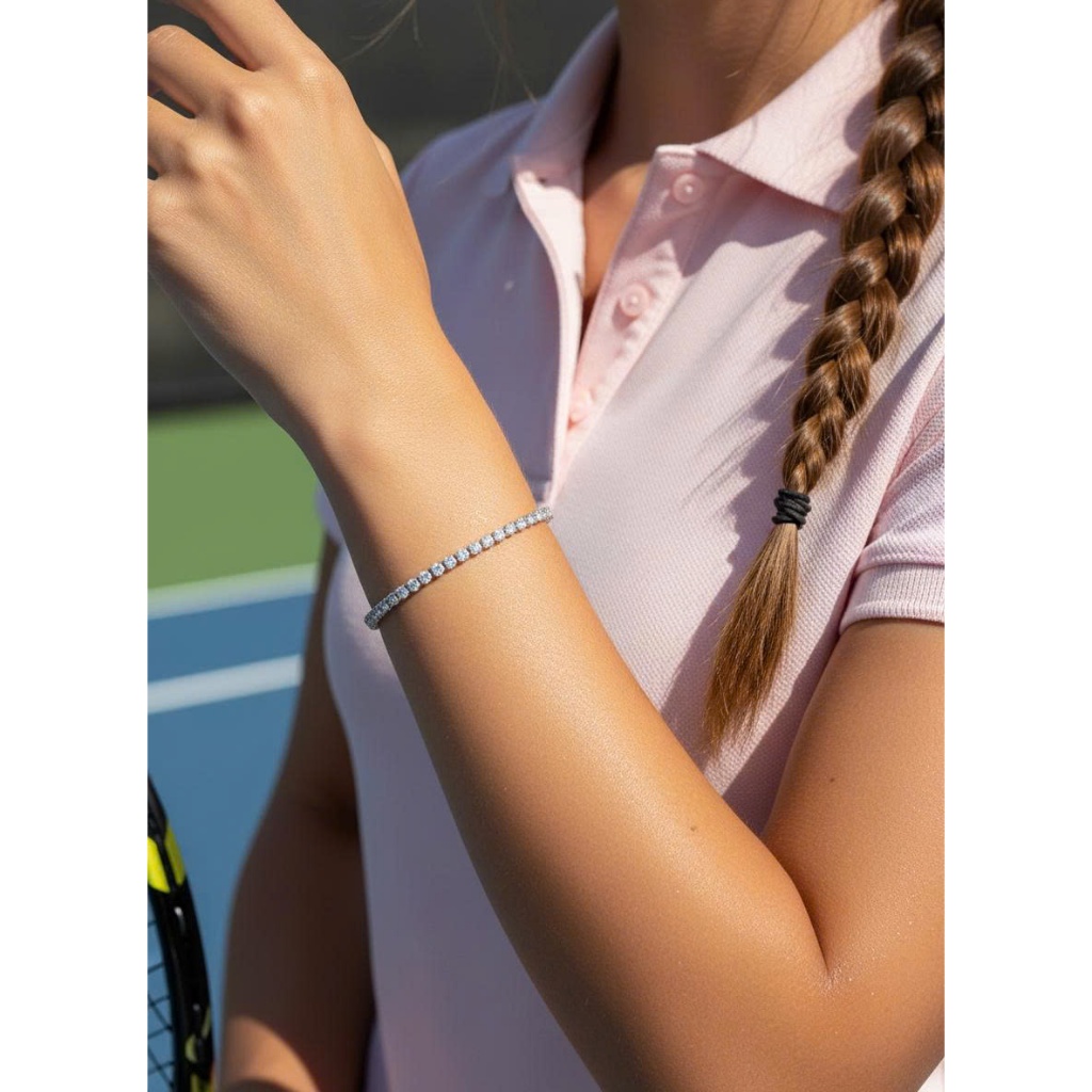 Lắc tay bạc 925 lắc tennis đính đá CZ 3mm dài 15cm Luna Jewelry (màu bạc)