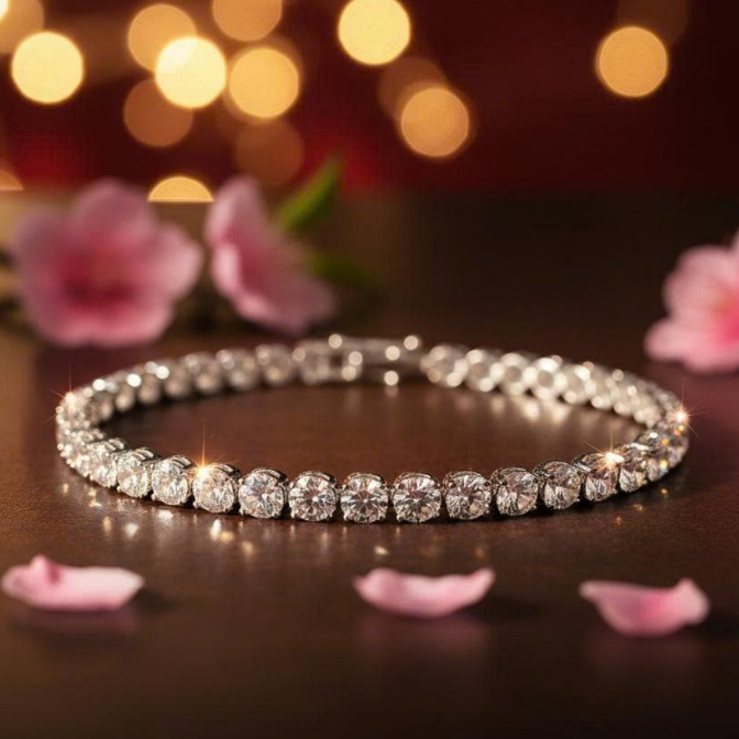 Lắc tay bạc 925 lắc tennis đính đá CZ 3mm dài 15cm Luna Jewelry (màu bạc)