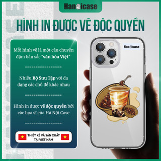 Ốp Lưng Điện Thoại Cho iPhone 12 13 14 15 16 17 Chống Sốc, Ố vàng Trong Suốt Có Hình In Trà Sữa