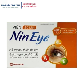 Viên Uống Bổ Mắt NinEye DHA Vitamin A E Hỗ Trợ Cải Thiện Thị Lực Giảm Khô Mắt Mỏi Mắt Hộp 30 Viên Nang Mềm