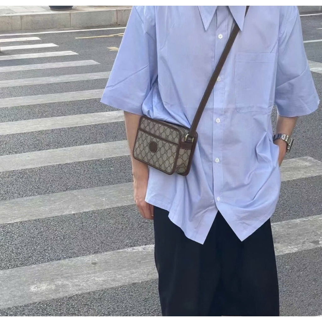 ⚡️[Hight Quality] Túi Đeo Chéo Nam Nữ Dáng Ngang Màu Nâu Canvas Full Box - Điểm Nhấn Chữ Nhỏ Phối Dây Cao Cấp