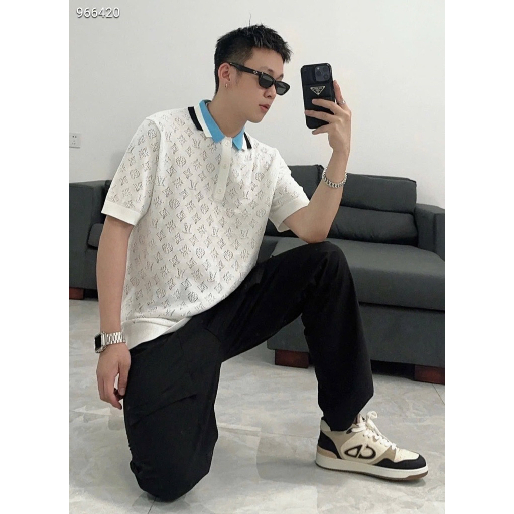 ⚡️[Hight Quality] Áo Polo Len Nam Cổ Bẻ \/ Ready To Wear - Điểm Nhấn Hoài Họa Tiết Dập Phối Cổ Xanh Sang Trọng