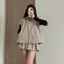 Set 2 Chi Tiết Áo Dạ Hari Cổ Sen Cộc Tay & Chân Váy Ngắn Xếp Ly (Ko kèm áo trong) 86
