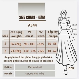 Áo bigsize nữ cổ tim tay dài phom CRT, chiết eo peplum giúp thon gọn vòng 2 - 56-92kg A344