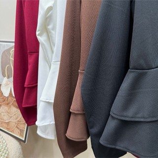 Áo Thun Ôm Bigsize Nữ Cổ V Tay Dài Cổ V Thiết Kế Vạt Bèo Tầng Che Bụng Tôn Dáng A344