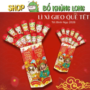 Lì Xì Gieo Quẻ 2026 Bính Ngọ Phản Quang Gồm 1 Hộp + 12 Quẻ Lẻ 12 Con Giáp Lì Xì Rút Thăm - BỐ KHỦNG LONG
