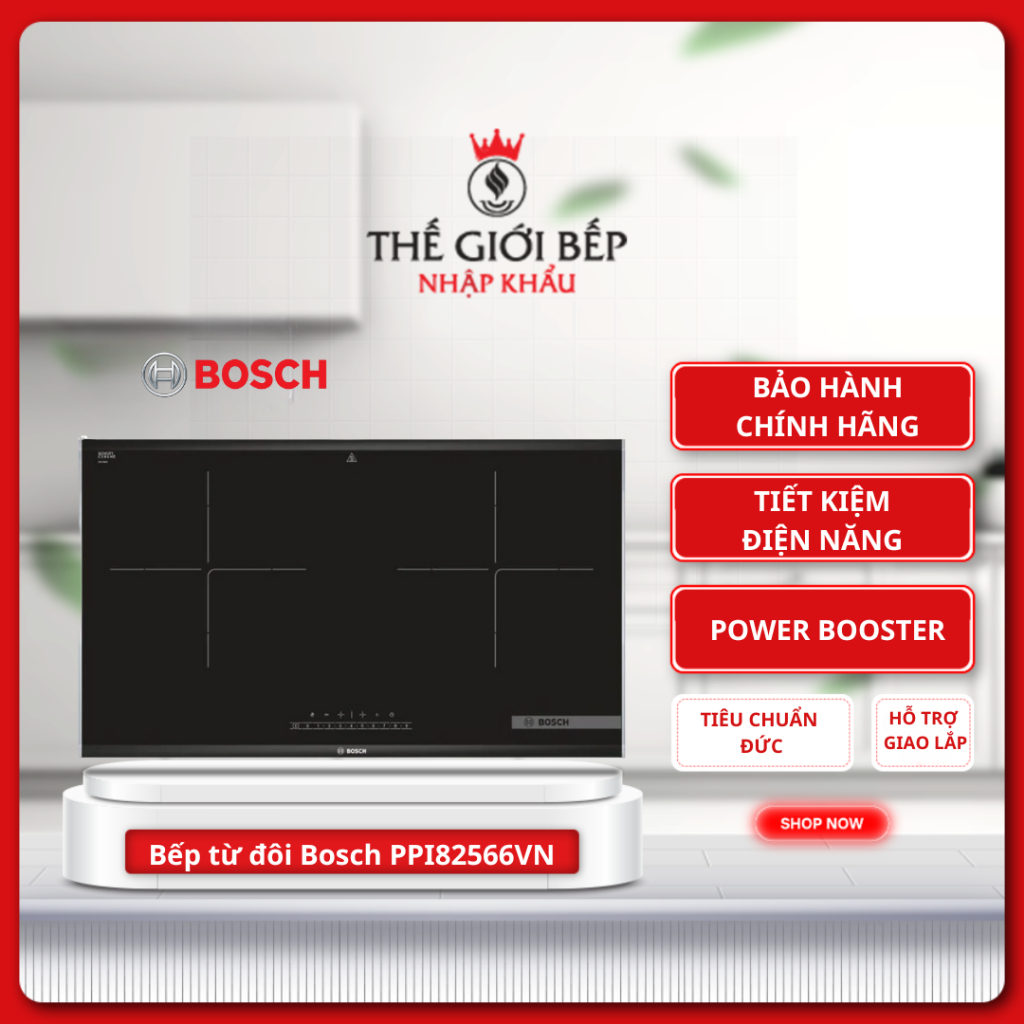 Bếp Từ Đôi Lắp Âm Bosch PPI82566VN 2 Vùng Nấu 3500W, Mặt Kính Schott Ceran