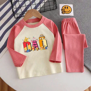 🌸 ĐỒ BỘ BÉ GÁI DÀI TAY GÂN MỀM MỊN – HÌNH DỄ THƯƠNG 🌸 DG415