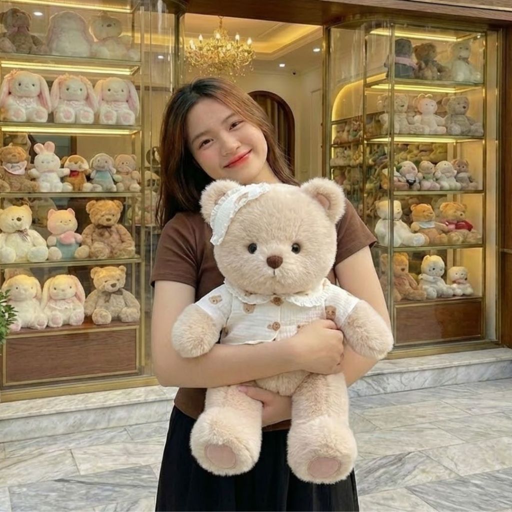 Gấu Bông Tai Thỏ Mềm Mại, Teddy Đeo Yếm Em Bé Quà Tặng Cho Bạn Gái,Trẻ Em Làm Gấu Ôm Ngủ Dịp Sinh Nhật