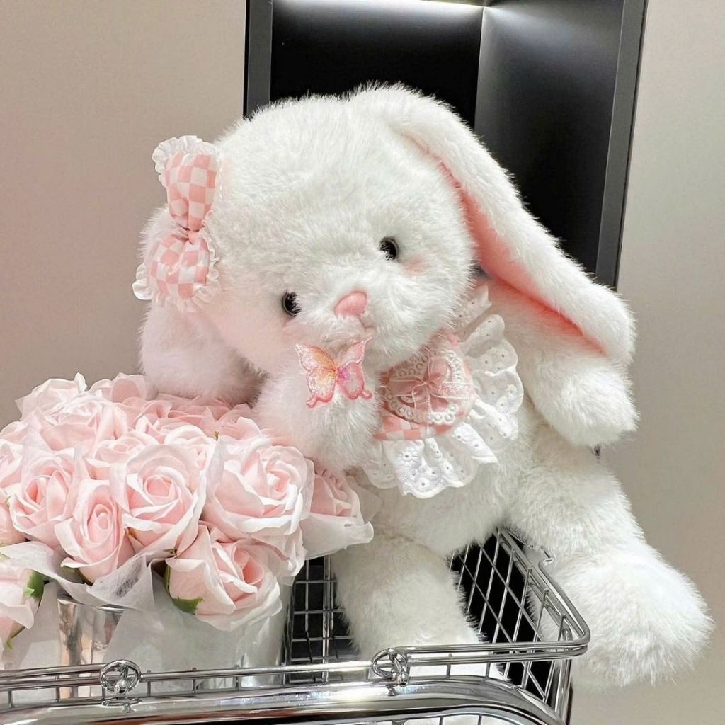Gấu Bông Tai Thỏ Mềm Mại, Teddy Đeo Yếm Em Bé Quà Tặng Cho Bạn Gái,Trẻ Em Làm Gấu Ôm Ngủ Dịp Sinh Nhật