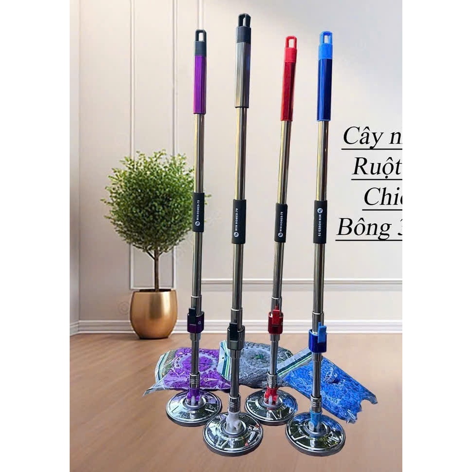 Cây lau nhà thông minh xoay 360 độ loại tốt mâm INOX Khóa Vuông SIÊU XỊN hàng Loại 1