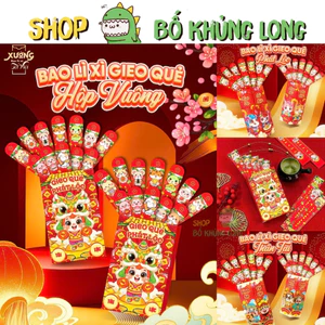 Bộ Lì Xì Gieo Quẻ 1 Hộp + 12 Que In 4D Phản Quang Tết 2026 Rút Quẻ May Mắn - BỐ KHỦNG LONG