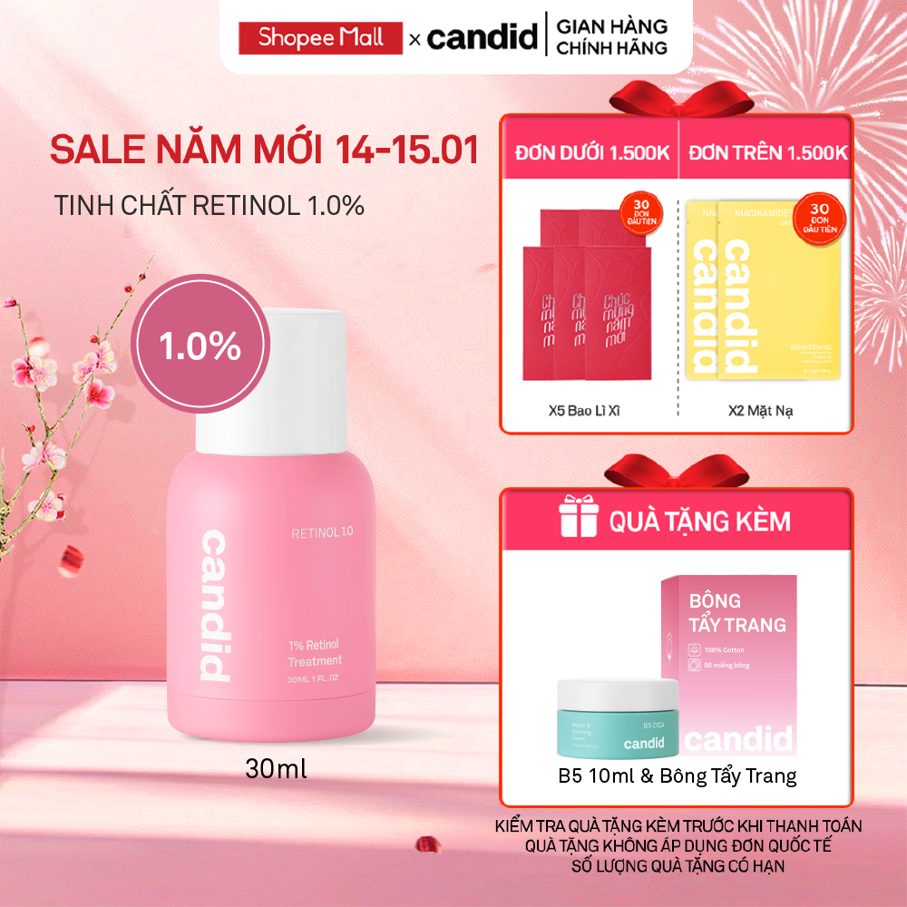 Tinh chất Retinol 1.0% Hỗ Trợ Cải Thiện Nền Da CANDID 1.0% Retinol Treatment 30ml