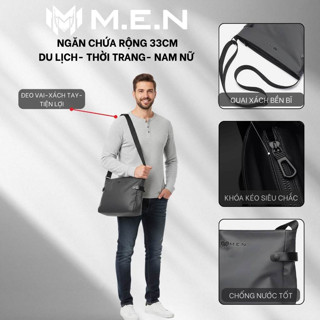 Túi đeo chéo cá tính SLEK M.E.N đen ngầu [HÌNH THẬT]