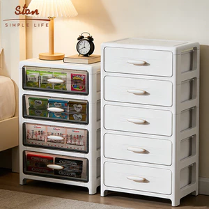 STON Tủ đựng đồ trong suốt dạng ngăn kéo dày Tủ uần áo mini Bàn đầu giường có thể tháo rời Xe ngựa có bánh xe, chống bụi