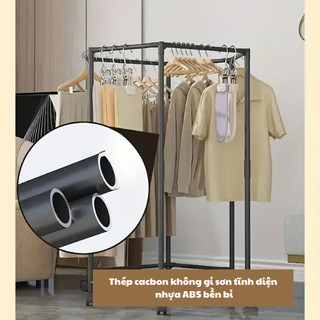 Giá Treo Đồ Xoay 360° Kèm Bánh Xe Giá Phơi Quần Áo Đa Năng Chắc Chắn Cho Gia Đình