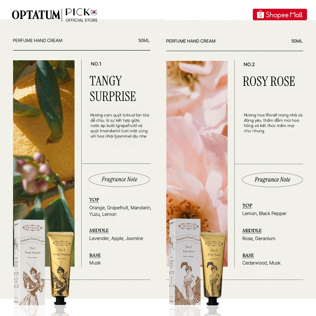 Set 3 Kem Dưỡng Da Tay Hương Nước Hoa Optatum Perfume Hand Cream Trio Set - 50ml * 3