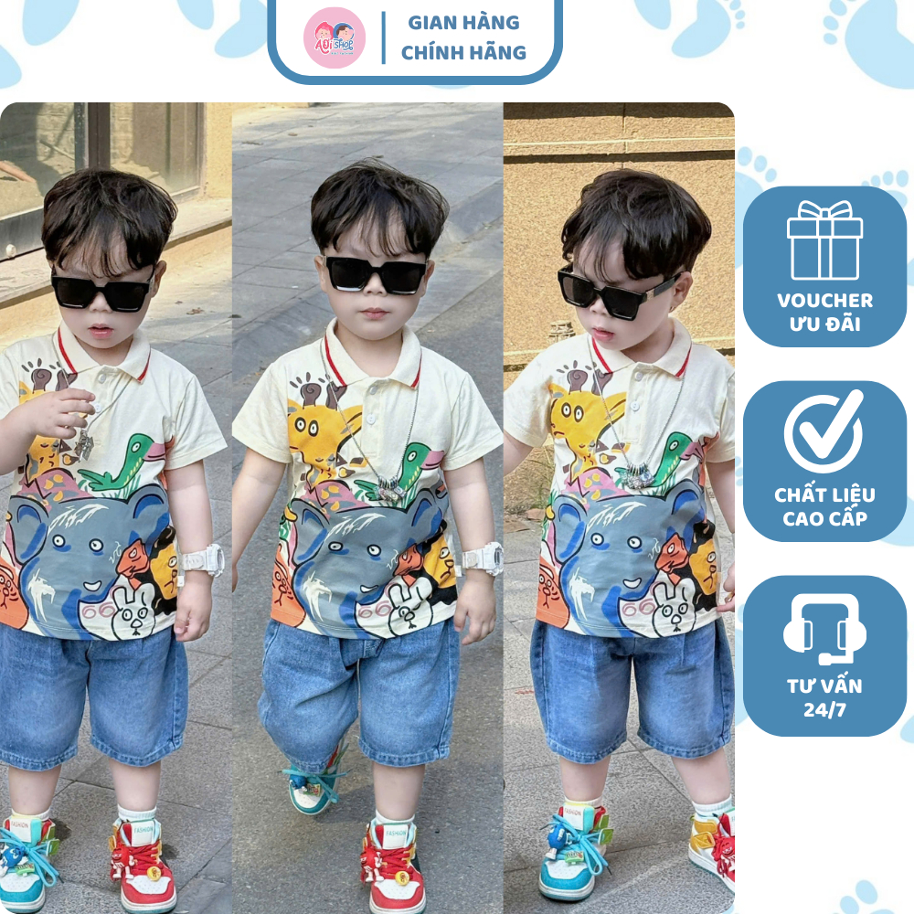 [À ƠI SHOP] C95- bộ polo quần bò hươu cố viền đỏ- a116.858