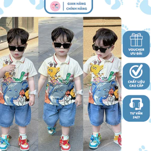 C95- bộ polo quần bò hươu cố viền đỏ- a116.858
