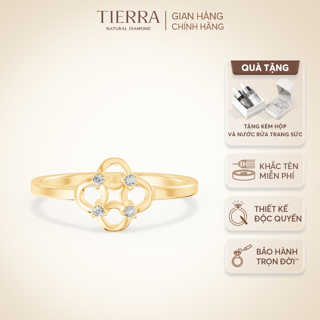 [BST Thần Tài 2026] Nhẫn Tierra Cát Kết Tài Lộc FNN5117, Vàng 10K/ 14K/ 18K, Đính Tấm CZ, Đại Cát Đại Lợi