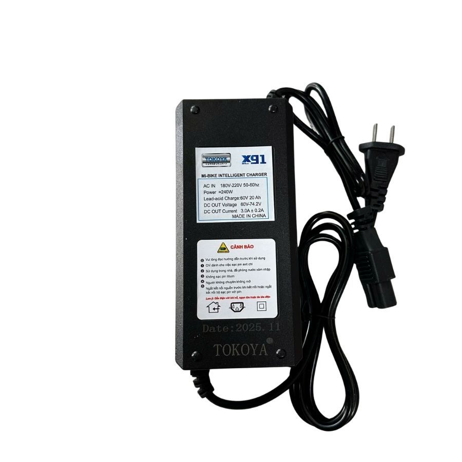Sạc Xe Điện TOKOYA Chính Hãng 48V 60V 72V – Dòng 12A 20A – Sạc Nhanh, Ổn Định