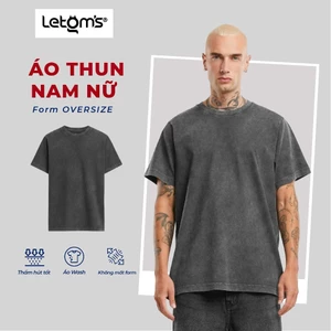 Áo Thun Oversize Nam Nữ LeTom’s Wash – Áo Thun Unisex Form Rộng Màu Đen Dễ Phối - M15