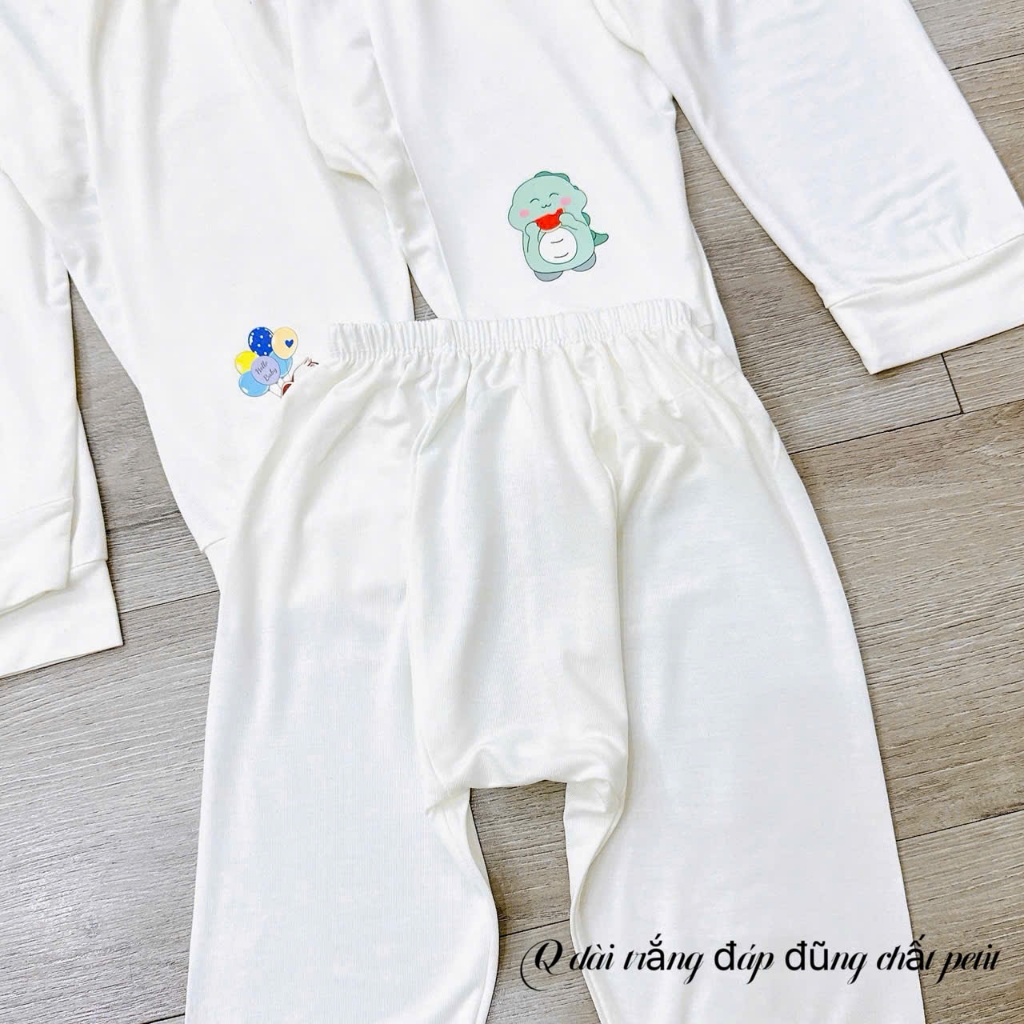 Quần dài chục ĐÁP ĐŨNG NỀN TRẮNG KEM chất thun lạnh họa tiết thú đáng yêu 4-14kg mesocshop