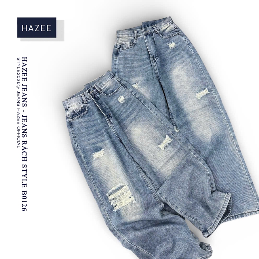 Quần Jean Nữ Rách nhẹ HAZEE Ống Suông Cá tính – Mẫu Mới 2026 STYLE B0126