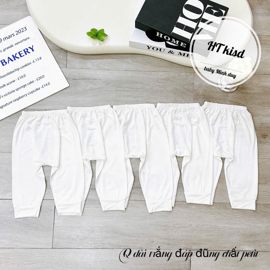 Quần dài chục ĐÁP ĐŨNG NỀN TRẮNG KEM chất thun lạnh họa tiết thú đáng yêu 4-14kg mesocshop