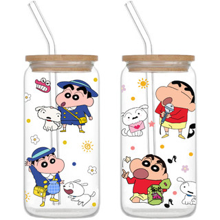 Cốc Thủy Tinh Cu Shin 500ml, Ly Thủy Tinh Nắp Tre 16Oz Chịu Nhiệt Kèm Phụ Kiện, Quà Tặng Sinh Nhật