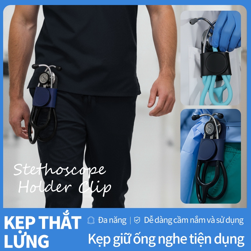 MaiWieel Giá Đỡ Ống Nghe Kẹp Hông Da PU Nhẹ Dễ Mang Cho Bác Sĩ Y Tá Tương Thích Littmann Màu Đen