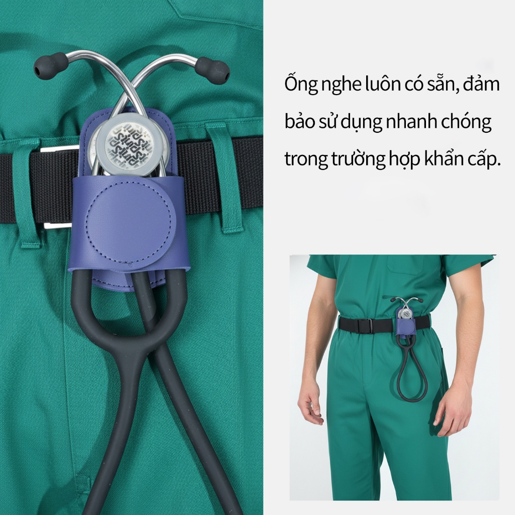 MaiWieel Giá Đỡ Ống Nghe Kẹp Hông Da PU Nhẹ Dễ Mang Cho Bác Sĩ Y Tá Tương Thích Littmann Màu Đen