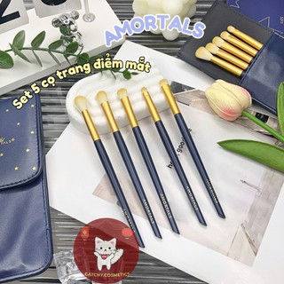 [AMORTALS] Set 5 Cọ Trang Điểm Mắt AMORTALS Ngôi Sao Kèm Túi Đựng Da, Starry Eye Makeup Brush, 96g