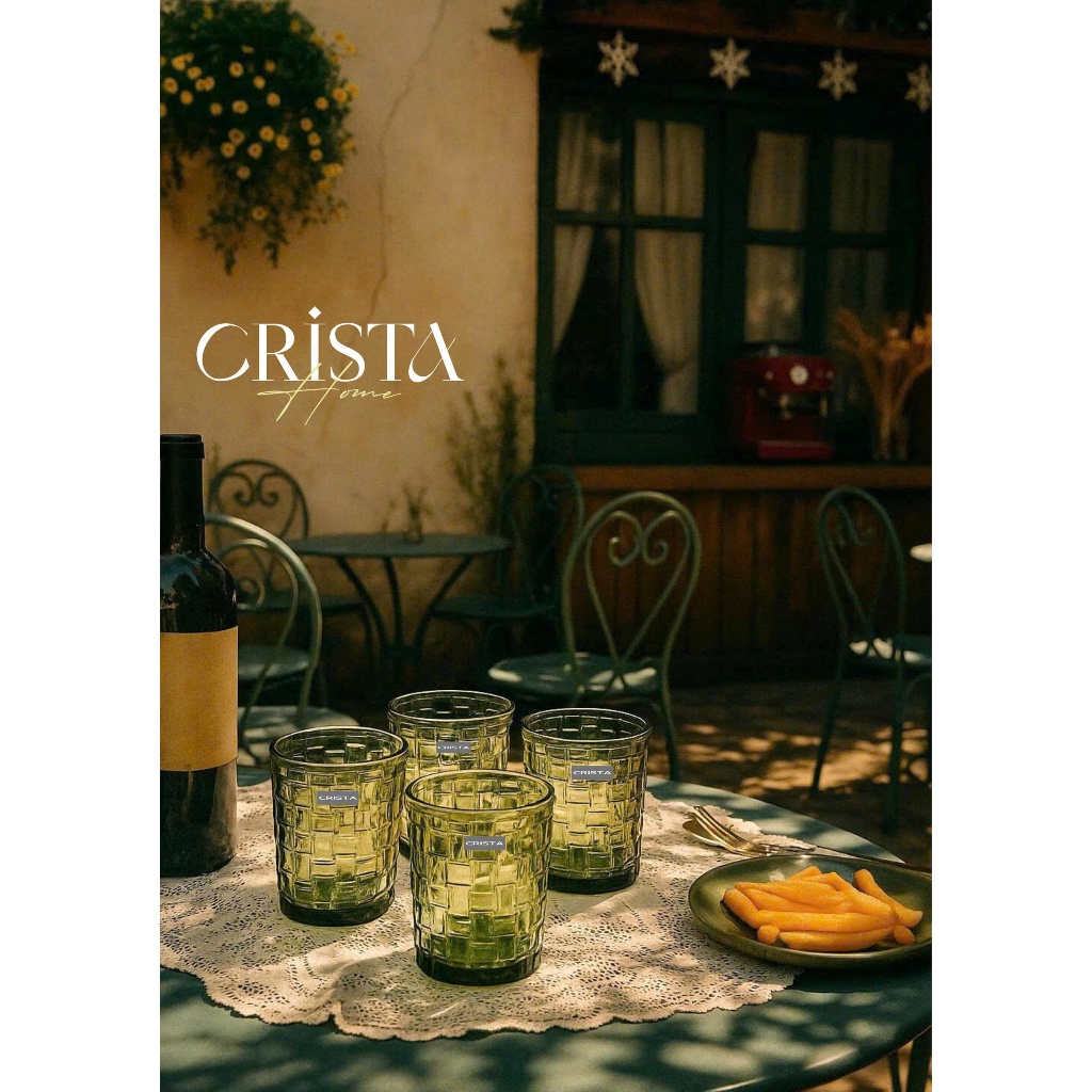 Bộ Cốc Bình Hũ Thủy Tinh Xanh Matcha Cao Cấp Crista home 280ml 350ml Bình 1L Lọ Hoa Hũ Mứt 3 Chân Decor _ bán sỉ SLL