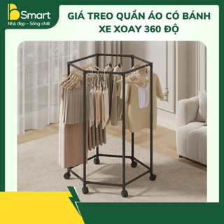 Giá Treo Đồ Xoay 360° Kèm Bánh Xe Giá Phơi Quần Áo Đa Năng Chắc Chắn Cho Gia Đình