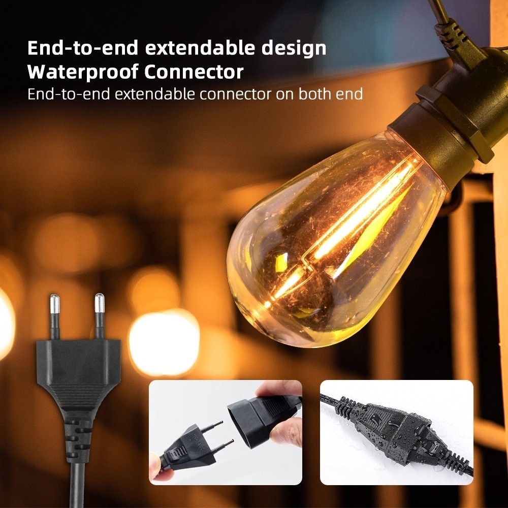 Đèn S14 Ngoài Trời 10M/15M Chống Nước IP65, Dây Đèn LED Trang Trí Sân Vườn, Tiệc, Ban Công, Cafe