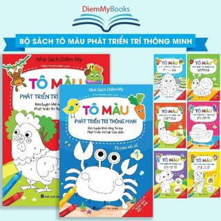 Sách- Bộ 16 Quyển Tập Tô Màu Dành Cho Bé Mẫu Giáo Mầm Non Song Ngữ Anh Việt Từ 3 4 5 Tuổi Tặng Kèm 1 Hộp sáp 12 Màu+Túi