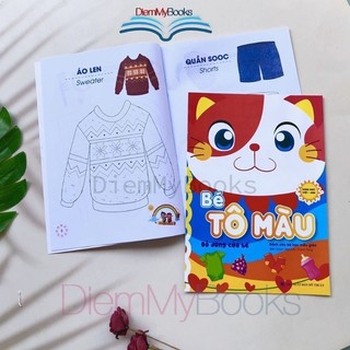 Sách- Bộ 16 Quyển Tập Tô Màu Dành Cho Bé Mẫu Giáo Mầm Non Song Ngữ Anh Việt Từ 3 4 5 Tuổi Tặng Kèm 1 Hộp sáp 12 Màu+Túi