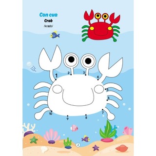 Sách- Bộ 16 Quyển Tập Tô Màu Dành Cho Bé Mẫu Giáo Mầm Non Song Ngữ Anh Việt Từ 3 4 5 Tuổi Tặng Kèm 1 Hộp sáp 12 Màu+Túi