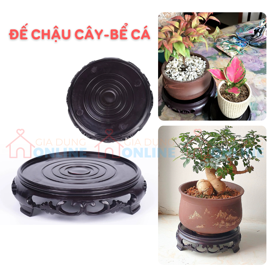 Đế chậu cây/bể cá tròn bằng nhựa ABS hoa văn dày dặn chịu tải trọng cao
