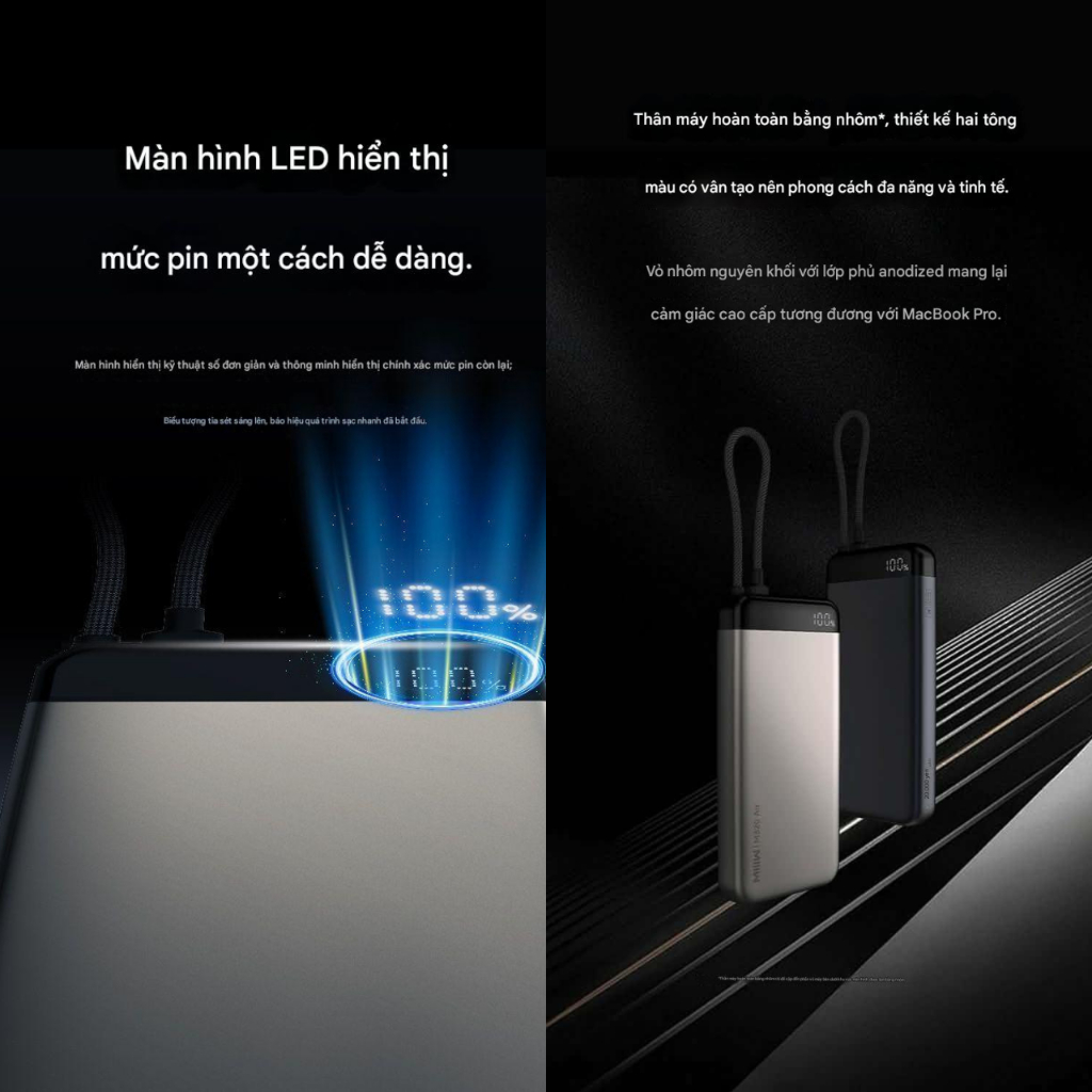 Sạc MiiiW M320 Air 20000mAh 55W 3 Cổng Cáp Tích Hợp IPB2055S - Bảo Hành 12 Tháng | BigBuy360 - bigbuy360.vn