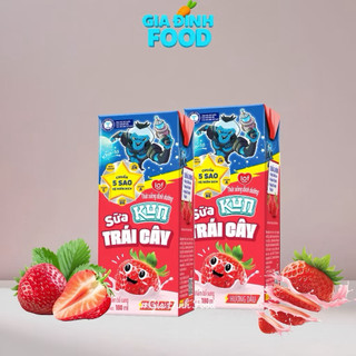 SỮA trái cây KUN vị trái cây nhiệt đới/ nho/ dâu/ cam - 180ml/ Lốc 4 hộp