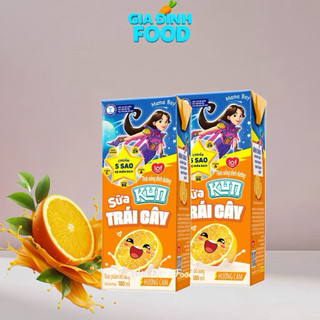 SỮA trái cây KUN vị trái cây nhiệt đới/ nho/ dâu/ cam - 180ml/ Lốc 4 hộp