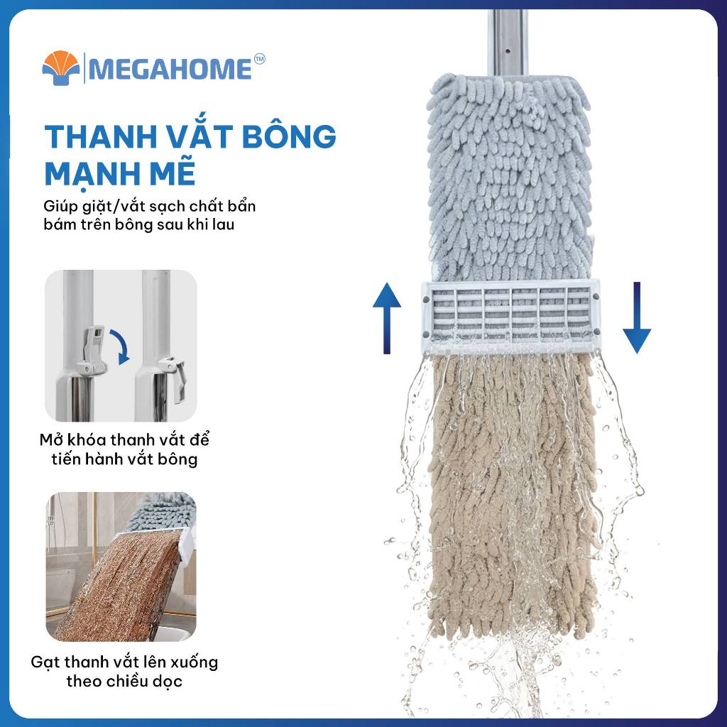 [HỎA TỐC] ( KO CÂY LAU) Tấm Lau Nhà San Hô Lớn Thay Thế Của Cây Lau Tự Vắt Bản Lau 45cm MEGAHOME