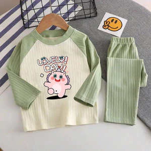 🌸 ĐỒ BỘ BÉ GÁI DÀI TAY GÂN MỀM MỊN – HÌNH DỄ THƯƠNG 🌸 DG434