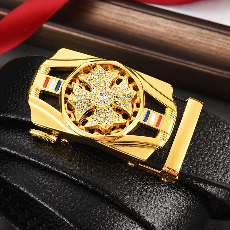 [Peinn] Thắt lưng mặt xoay nam cao cấp thời trang, dây lưng da khóa tự động X003, Dây nịt Akedo