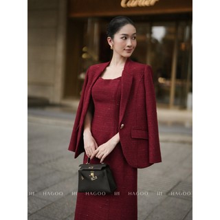 Set nữ 2 chi tiết Blazer dáng suông phối đầm hai dây 3 màu HAGOO Phong cách sang trọng [B9050-V9050]