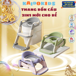 {KAIDOKIDS} Bô vệ sinh bệ ngồi bồn cầu cho bé 2IN1,gấp gọn, có tay vịn, trống trượt an toàn